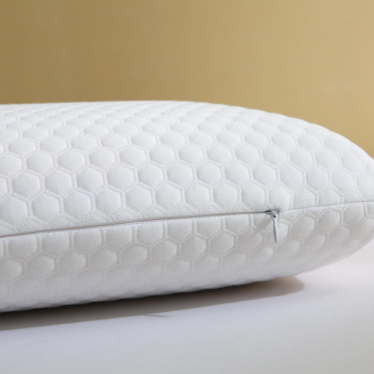 CSDLF memory foam pillow cover closeup, soft fabric and zipper
