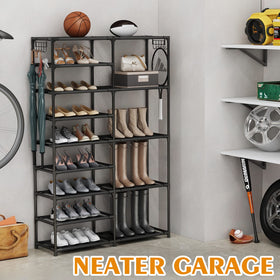 CSXGBAB tall garage shoe rack side view demonstrating space-saving profile