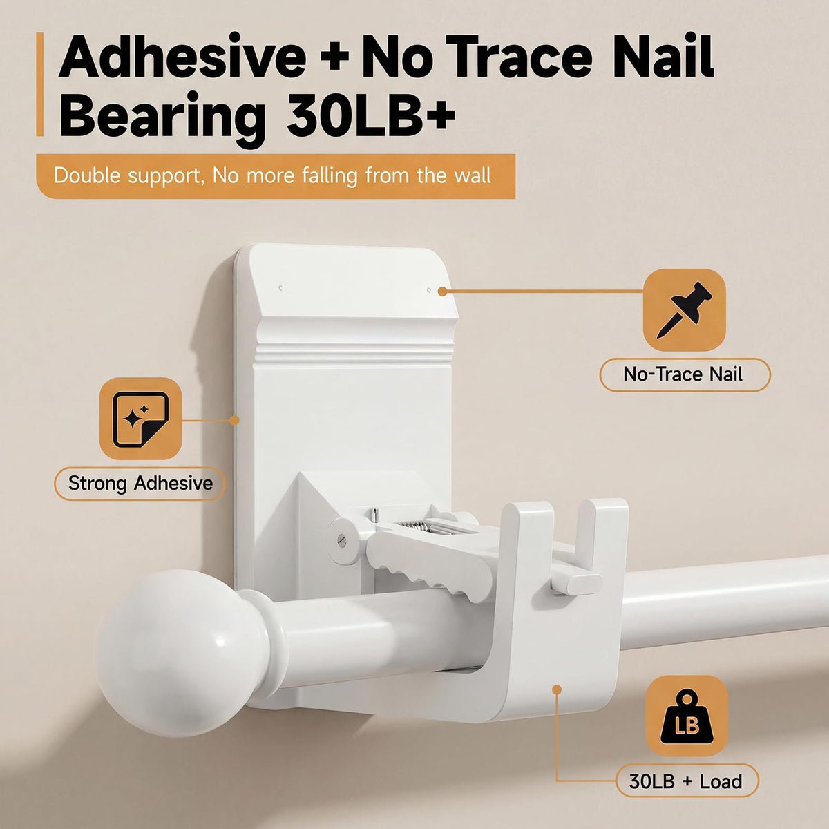 CTBOM adhesive holder works on tile, glass, or metal surfaces.