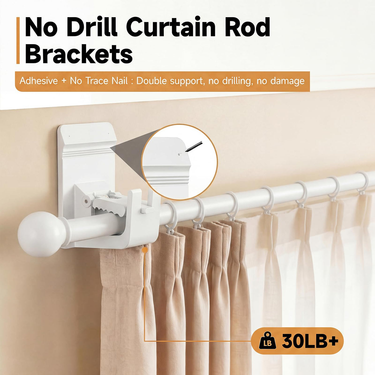 CTBOM no-drill brackets using traceless pins for clean apartment-friendly installation.
