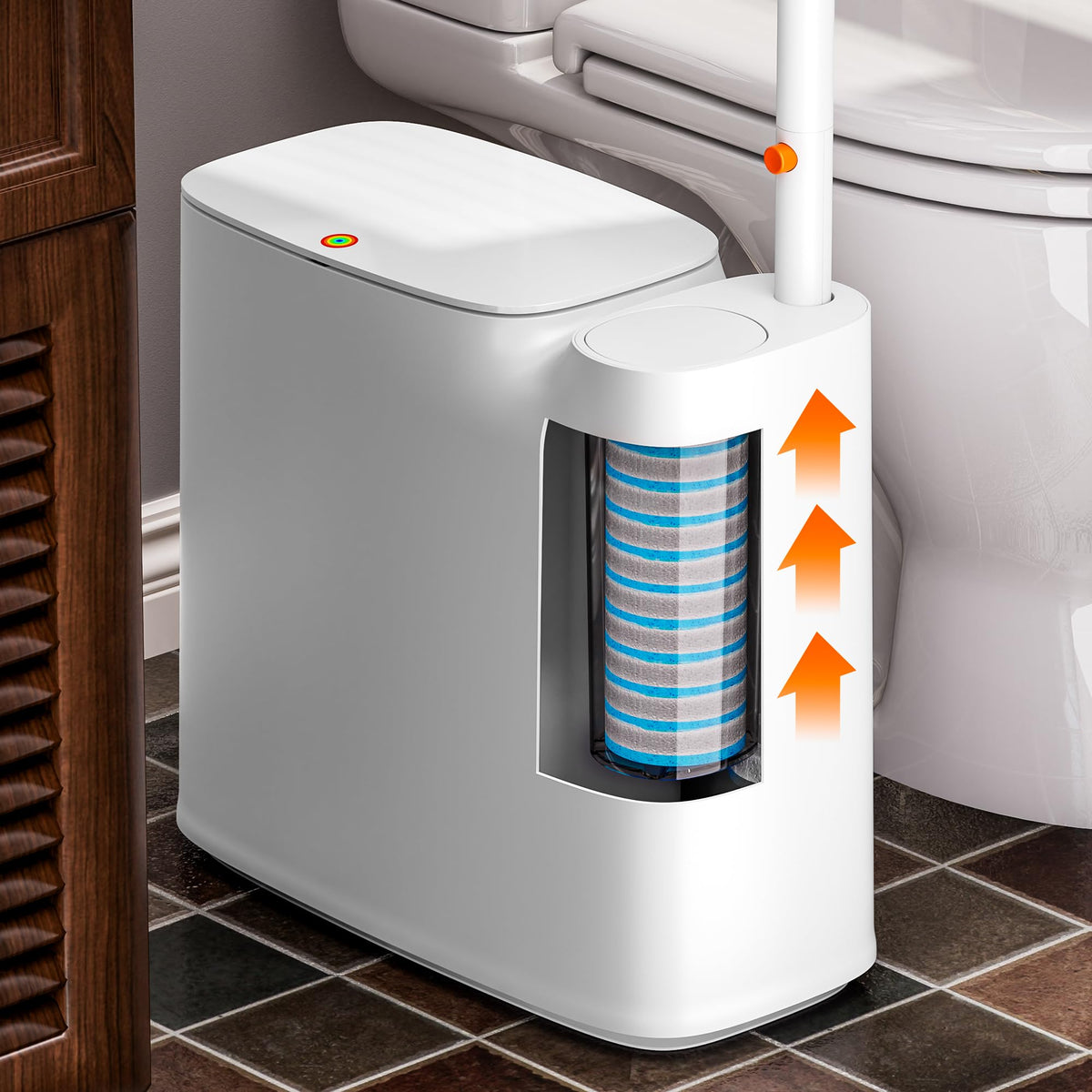 CTIME 90-degree placement lets the unit fit neatly beside the toilet.
