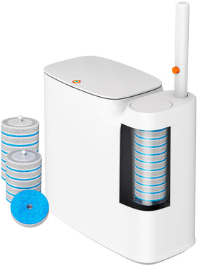 CTIME bathroom trash can set with lid, 2-gallon capacity, ideal for small bathrooms.