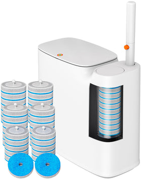 CTIME bathroom trash can set in narrow white fits small spaces.