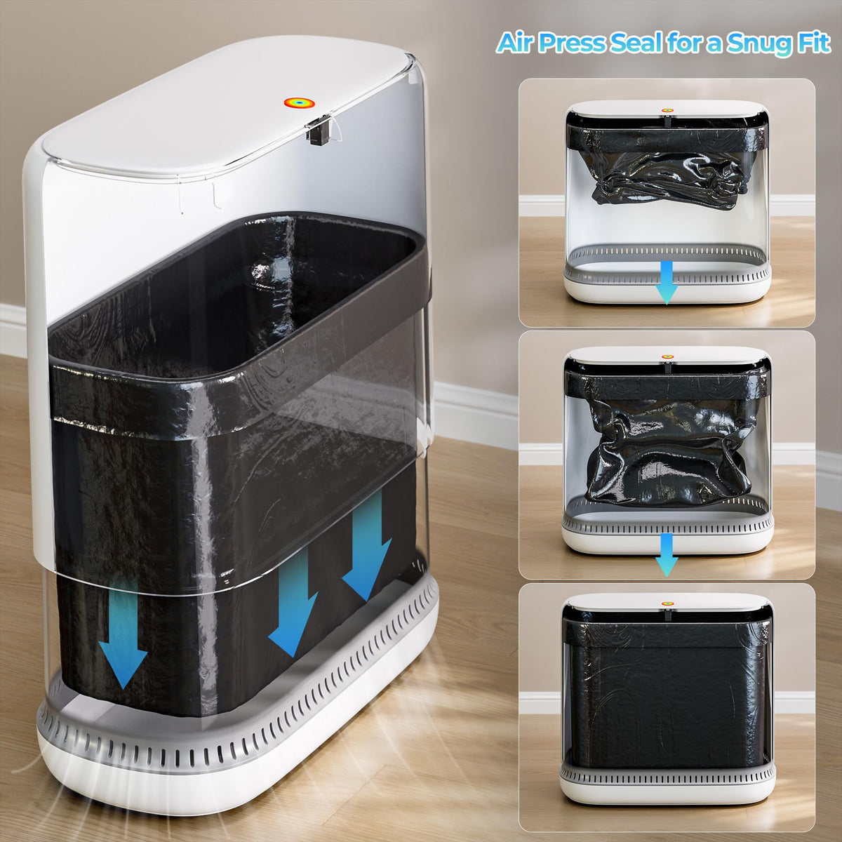 CTIME one-touch top trash can for easy access and quick daily cleanup.