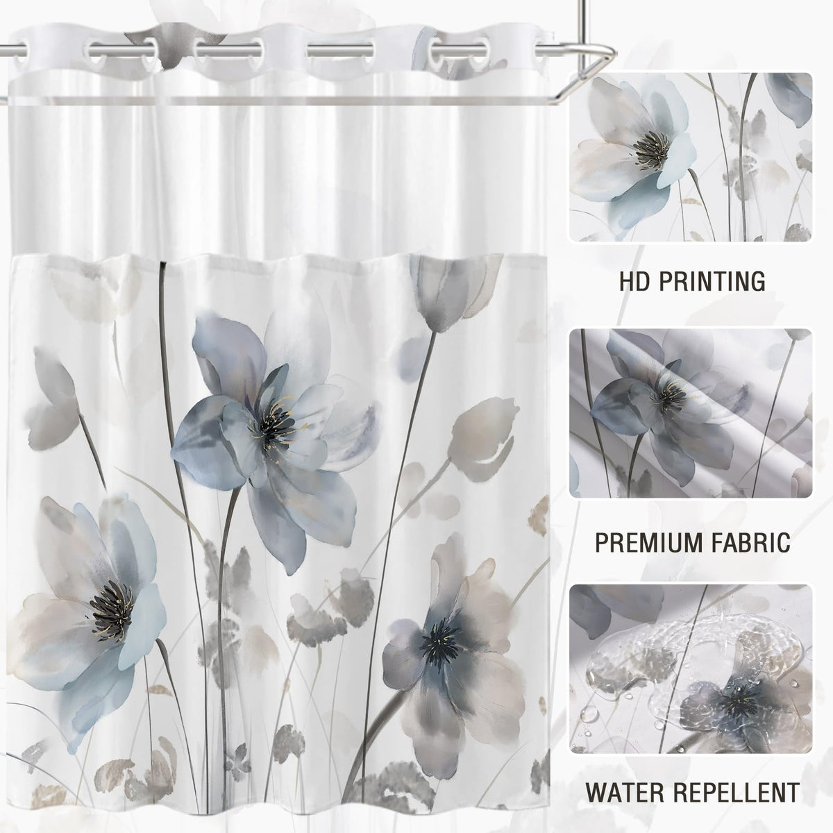 CTOTSYC boho floral watercolor pattern creates a dreamy bath ambiance.