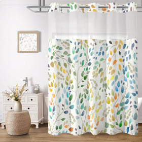 CTOTSYC No Hook Shower Curtain with boho leaves print adds easy, stylish bathroom decor.
