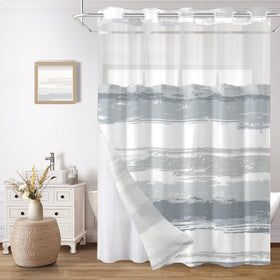 CTOTSYC No Hook Curtain with grey stripe design for easy setup and hotel-inspired style