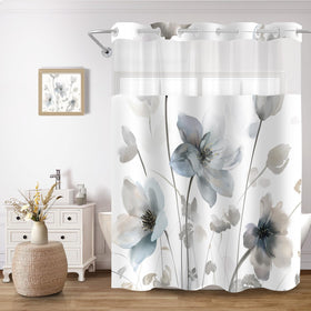 CTOTSYC no-hook shower curtain front view for quick setup and cleaning.