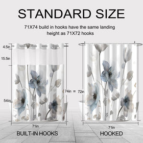 CTOTSYC standard size 71x74 fits most bathrooms.