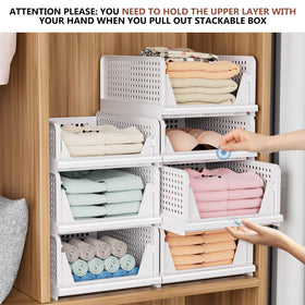 CTSNSLH stackable wardrobe storage bins maximize vertical closet space.