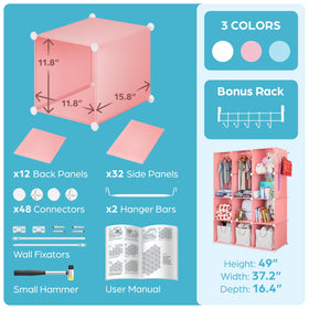 CUBEDIY modular shelves and hanging areas fit growing baby wardrobes