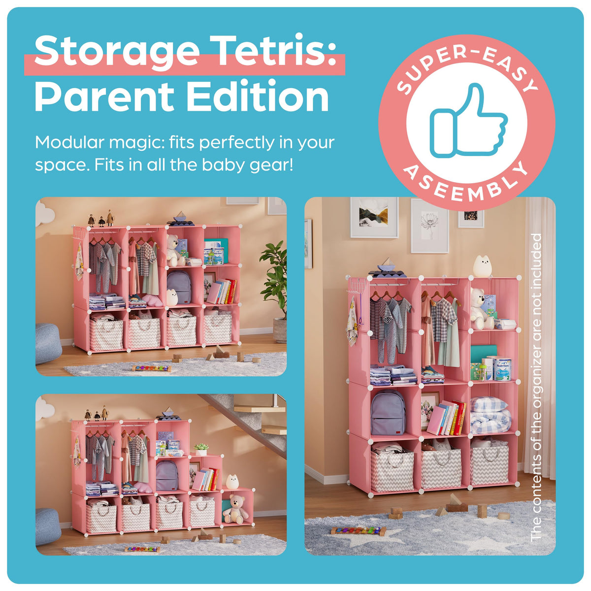 CUBEDIY baby closet with included wall fixation kit for tip-over prevention