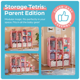 CUBEDIY baby closet with included wall fixation kit for tip-over prevention