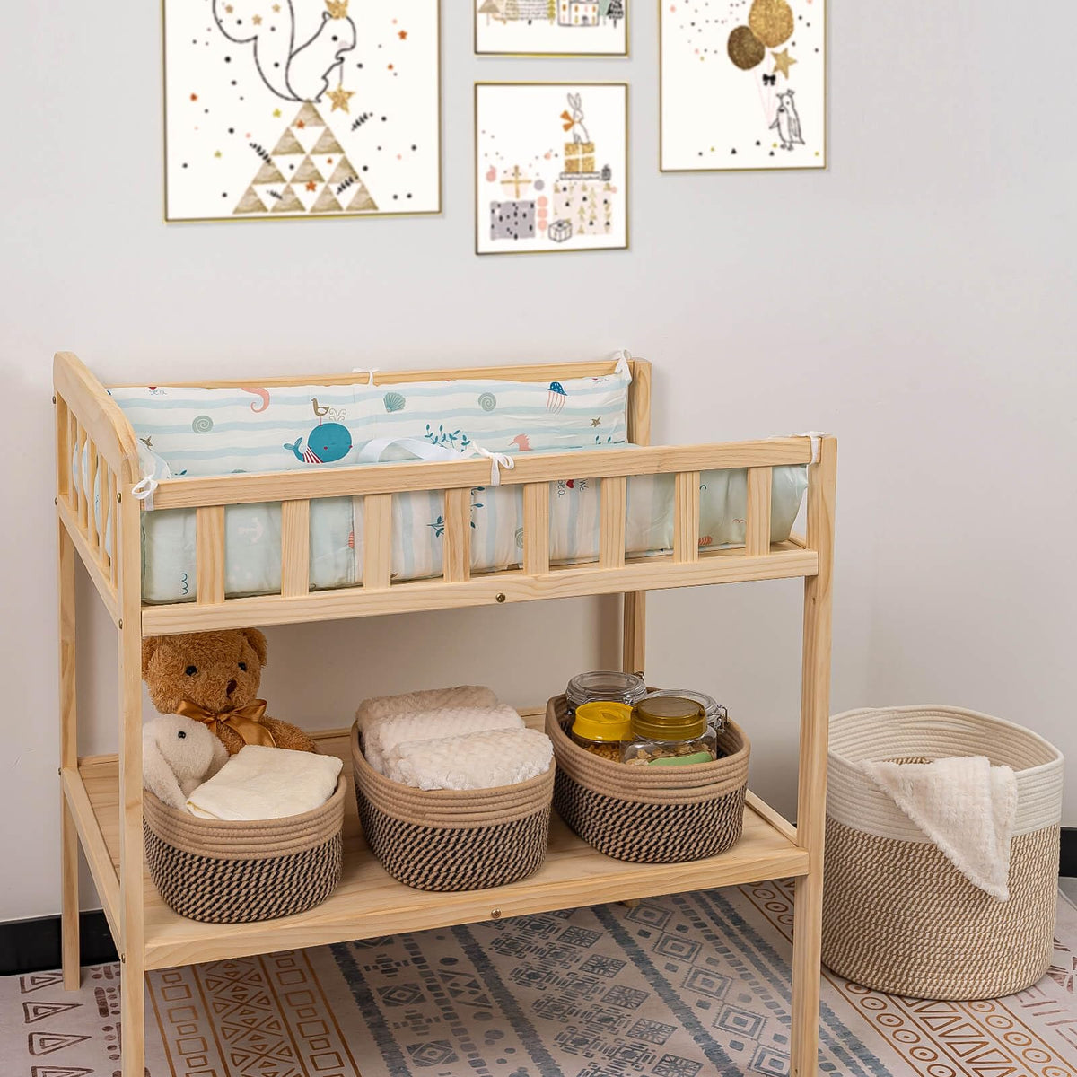 CubesLand rectangular woven storage bins highlight cotton rope quality in camel finish
