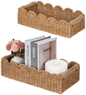 CubesLand toilet paper storage basket with scalloped edge for stylish bathroom organization.