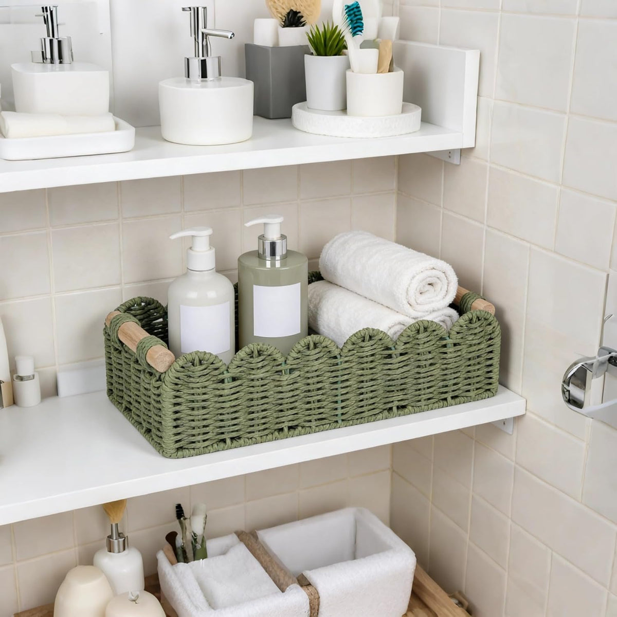 CubesLand end-table shelf basket for versatile storage of small items and décor.