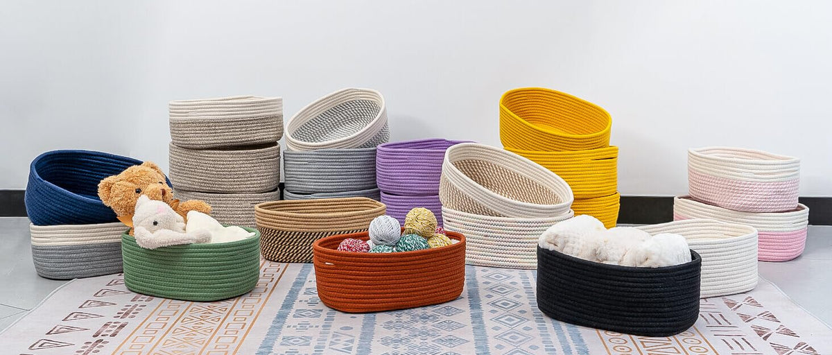 CubesLand living room decor basket adds warm texture to any room