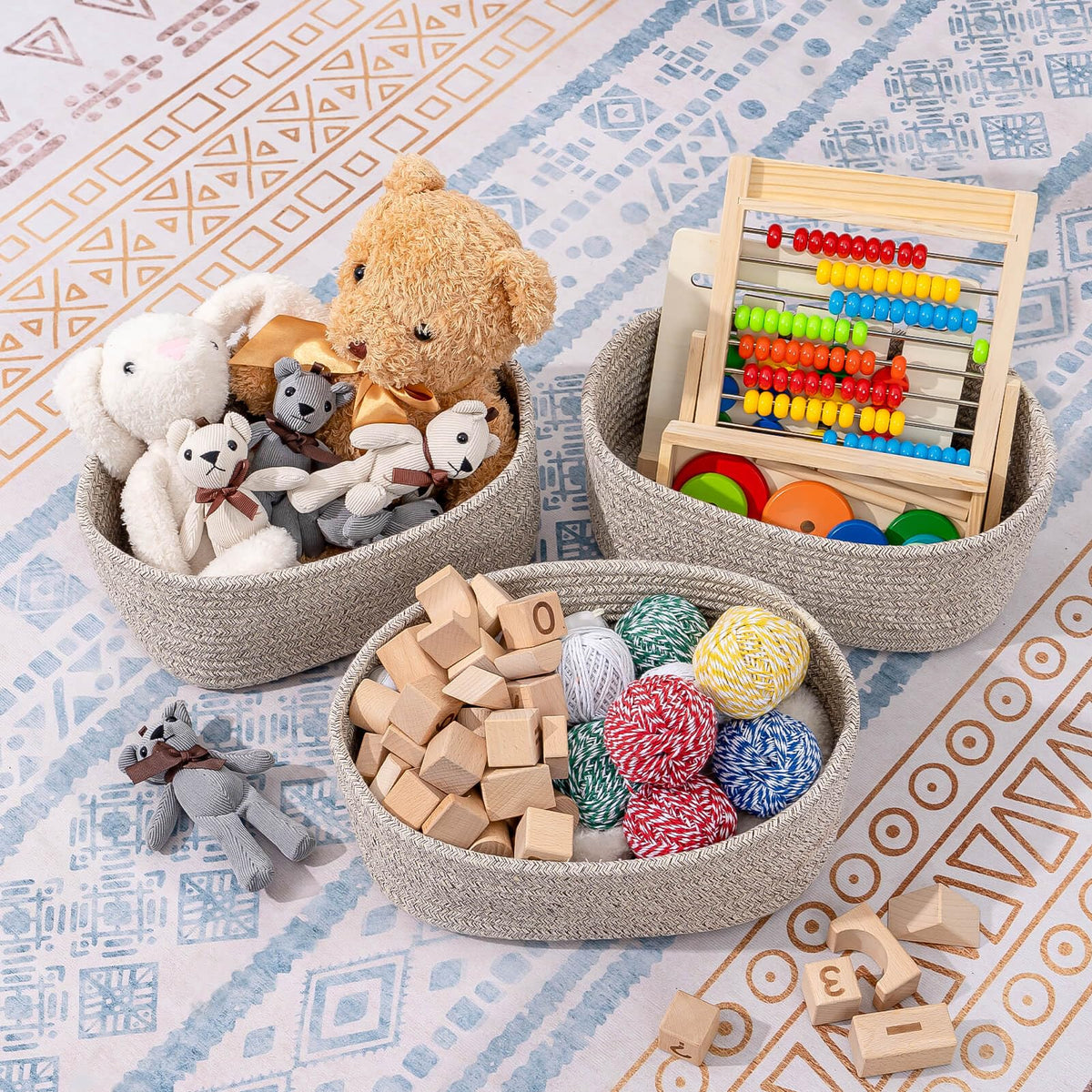 CubesLand shelf organizer bin in light brown for clutter control