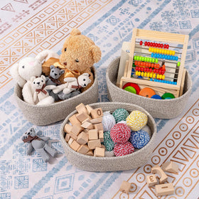 CubesLand shelf organizer bin in light brown for clutter control