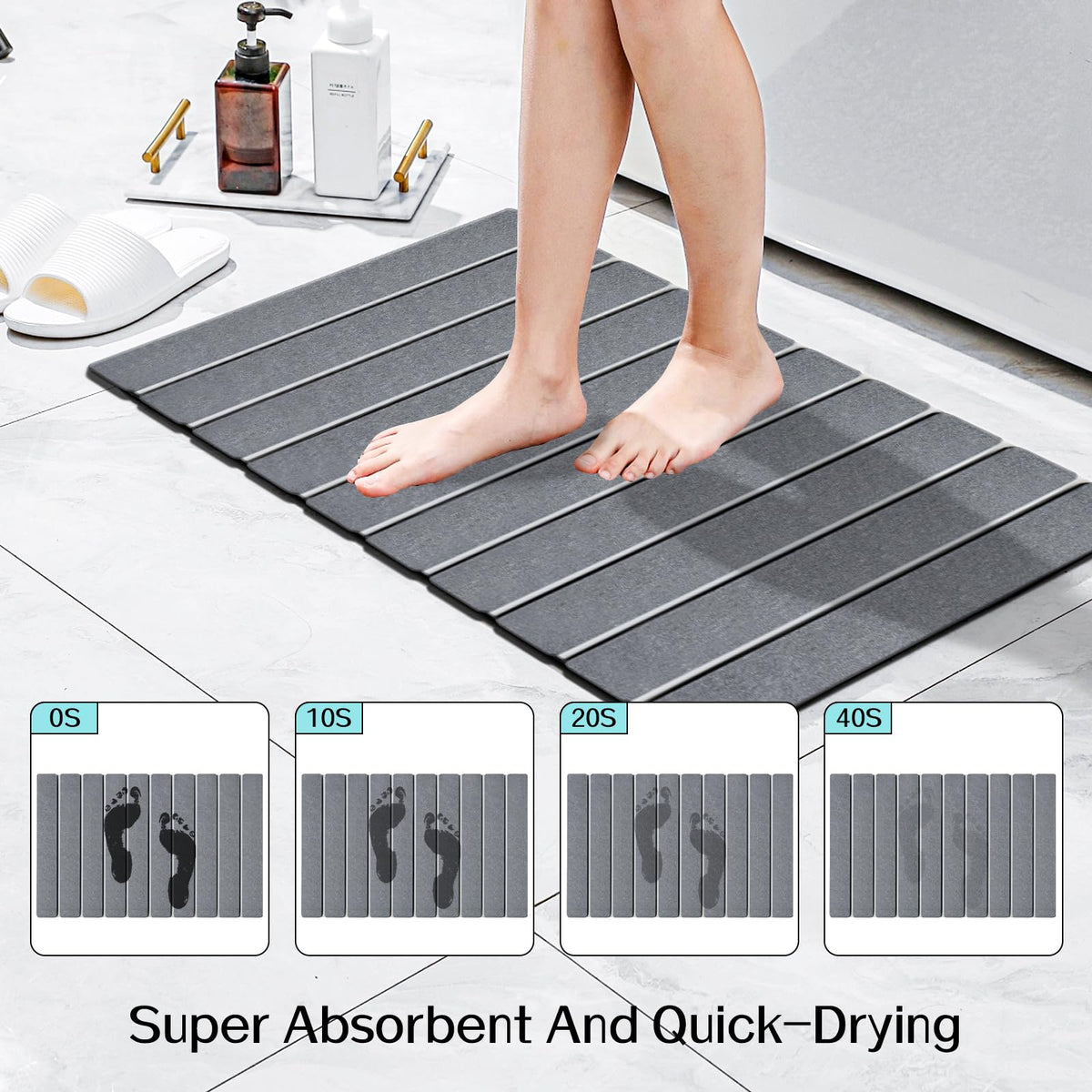 Cuckan bath mat is easy to wipe clean for a fresh bathroom.