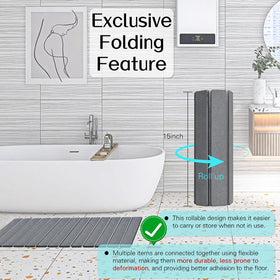Cuckan bath mat with non-slip back enhances safety on wet floors.