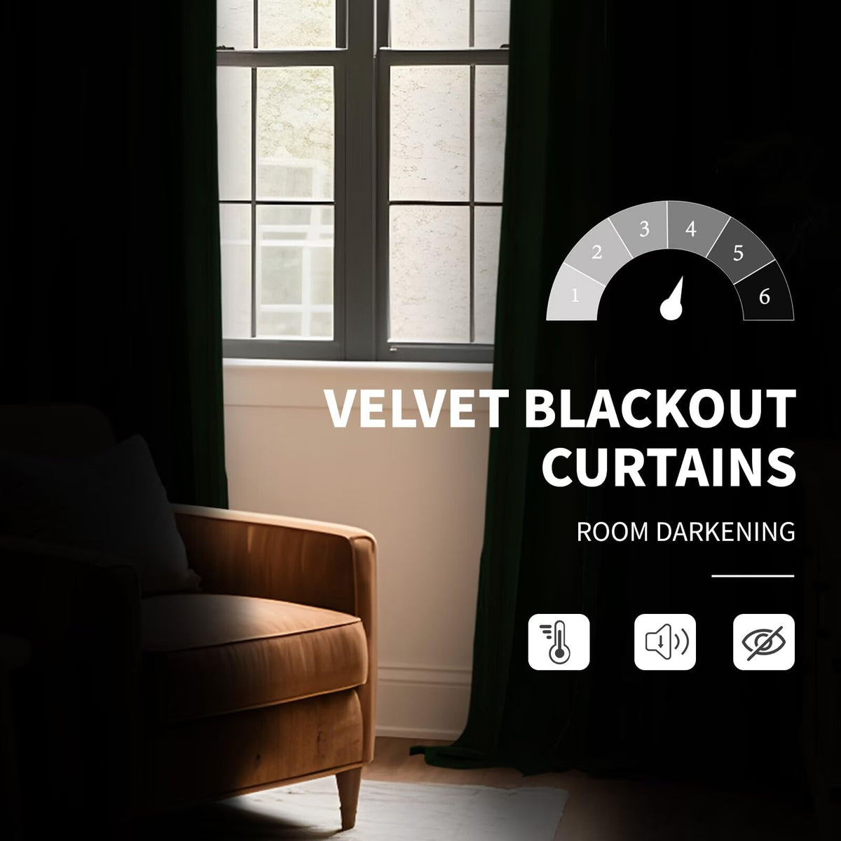 CUCRAF dark olive green velvet curtains in bedroom ambiance highlights cozy atmosphere