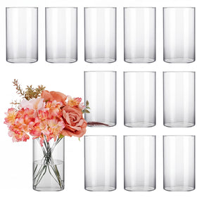 CUCUMI 12-pack glass cylinder vases perfect for elegant centerpieces.