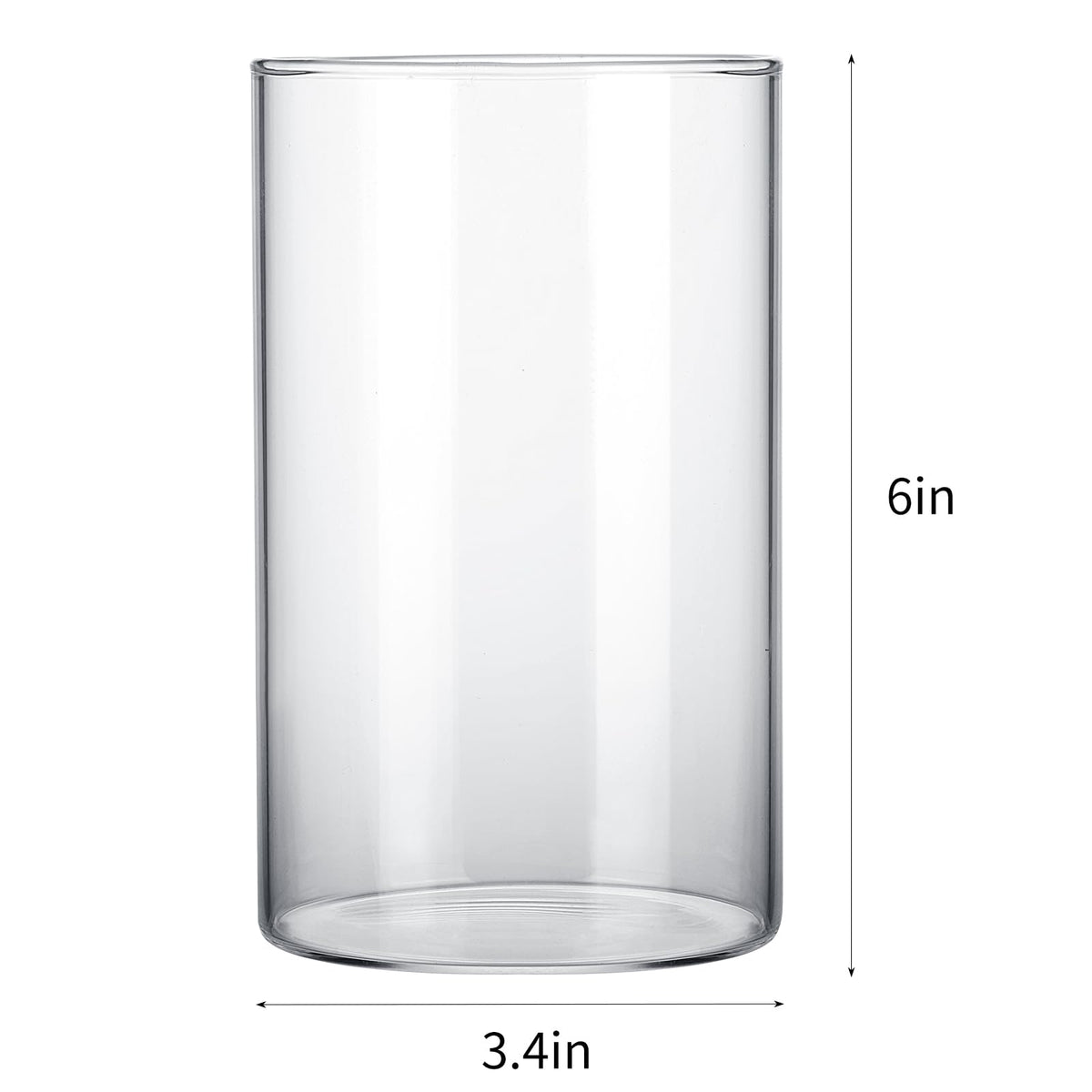 CUCUMI 6 inch glass cylinder vases with sturdy base for stability.