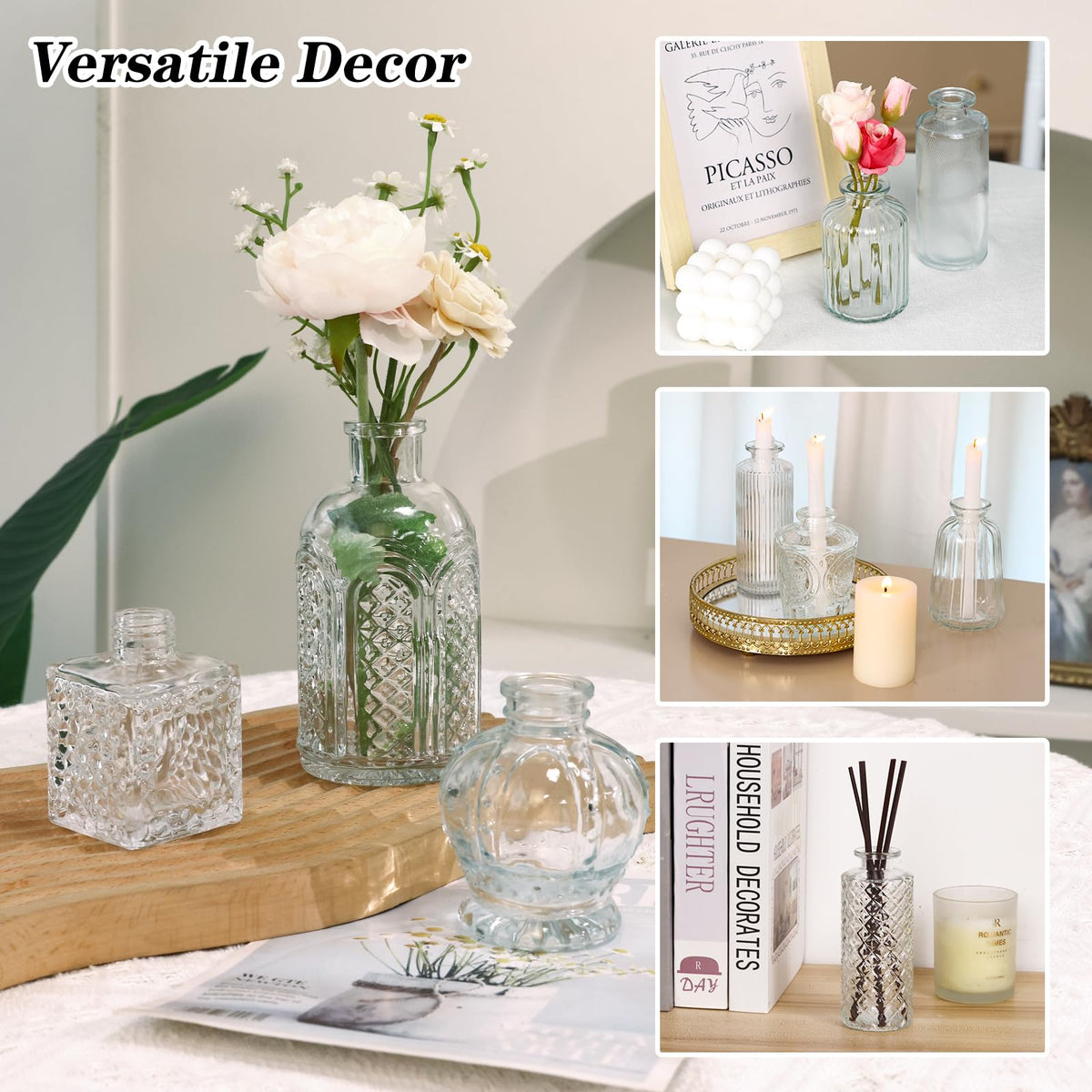 CUCUMI clear vase design highlights flowers with modern vintage flair.
