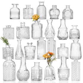 CUCUMI glass bud vase 24-pack with varied shapes for elegant centerpieces.
