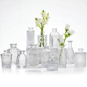 CUCUMI glass bud vase with etched patterns adds elegant wedding centerpiece decor