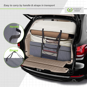 Cuddly Nest easy-loading design supports fast packing of a tri-fold mattress.