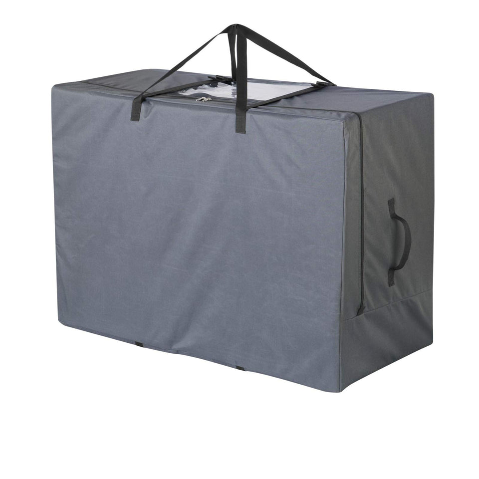 Cuddly Nest folding mattress storage bag with 40L capacity for easy travel storage.