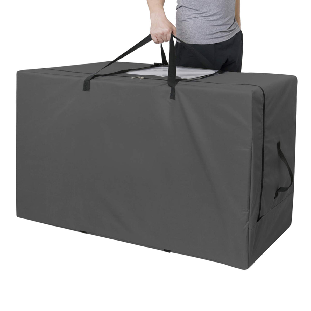 Cuddly Nest folding mattress storage bag front view keeps your guest bed organized.