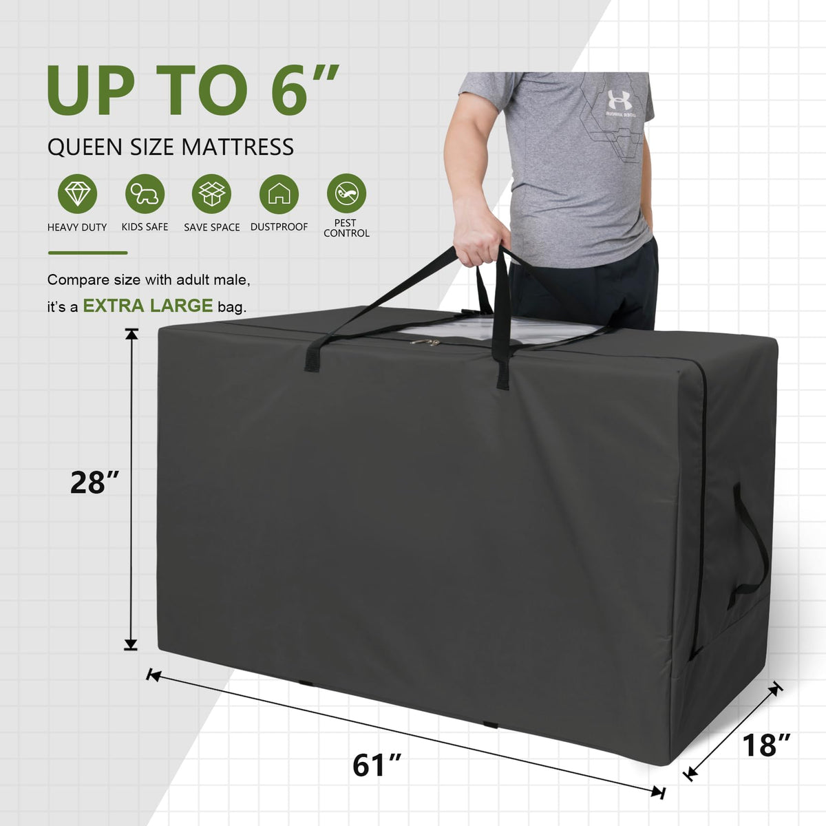 Cuddly Nest heavy-duty material protects bedding during storage and travel.