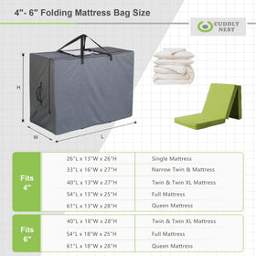 Cuddly Nest heavy-duty Oxford fabric protects mattress during storage.