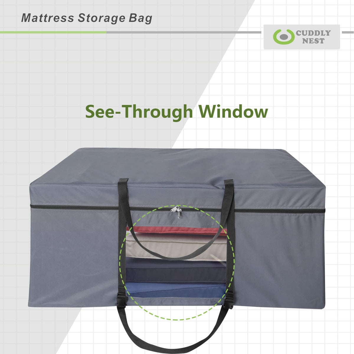 Cuddly Nest reinforced handles and padded straps for comfortable solo carrying.