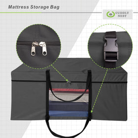 Cuddly Nest reinforced handles and padded straps for comfortable single-person carrying.
