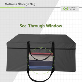 Cuddly Nest three-sided zipper enables effortless loading of tri-fold mattress.