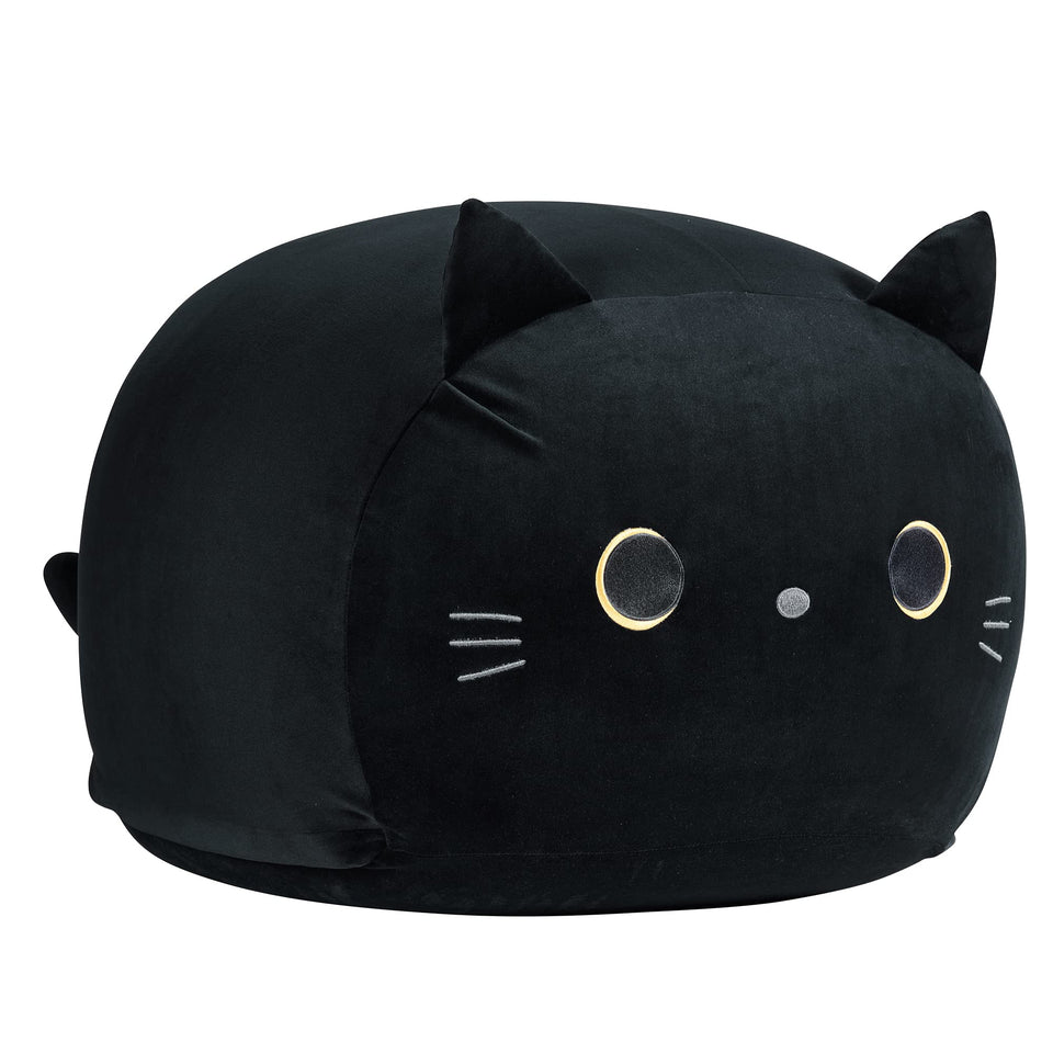 CueBear black cat bean bag chair cover shows plush fabric for cozy seating