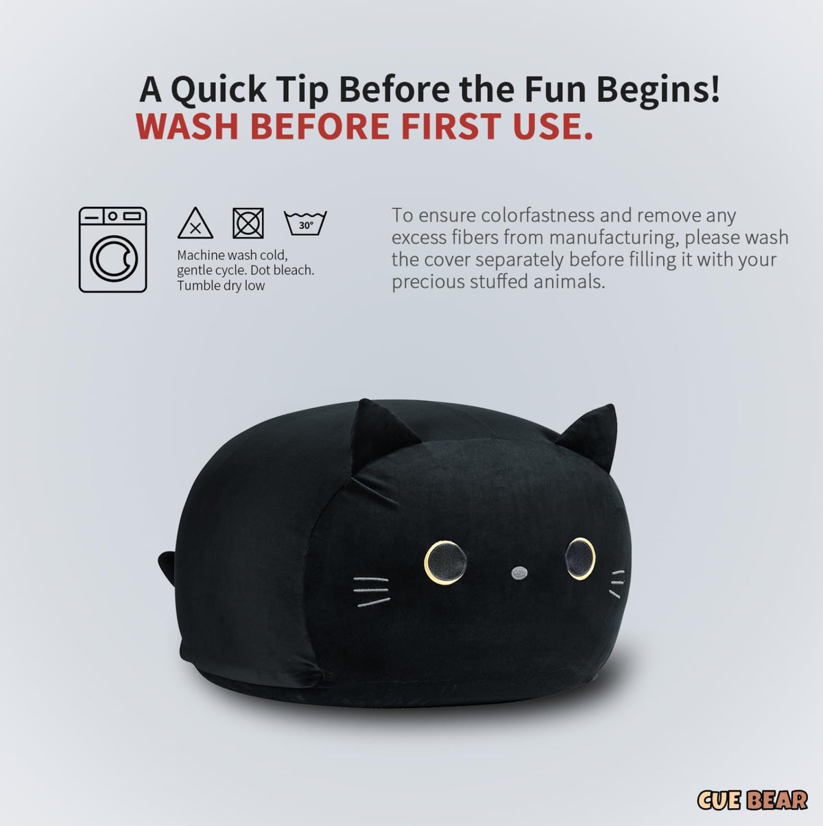 CueBear color protection tips help maintain rich black fabric color