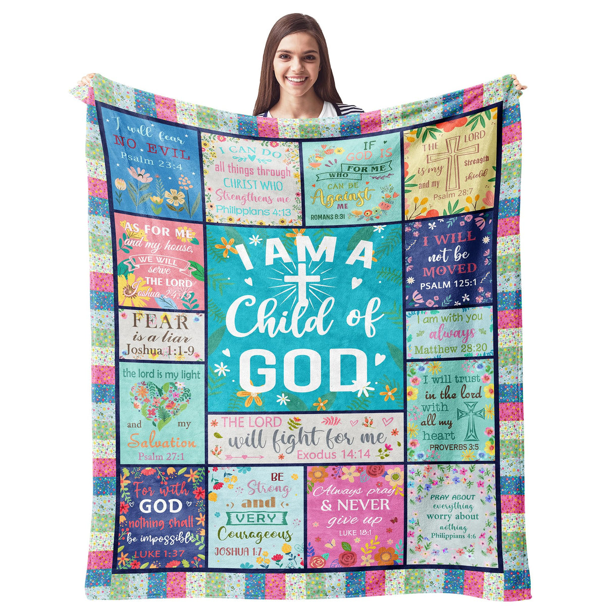 CUJUYO Bible Verse Flower Blanket with floral motif offers comforting warmth
