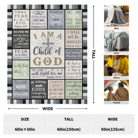 CUJUYO blanket with I Am a Child of God design inspires daily comfort.