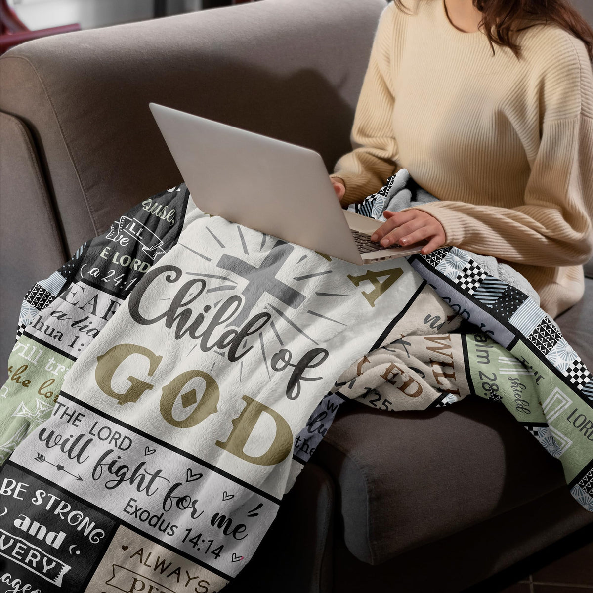 CUJUYO blanket draped on sofa, ideal for movie nights.