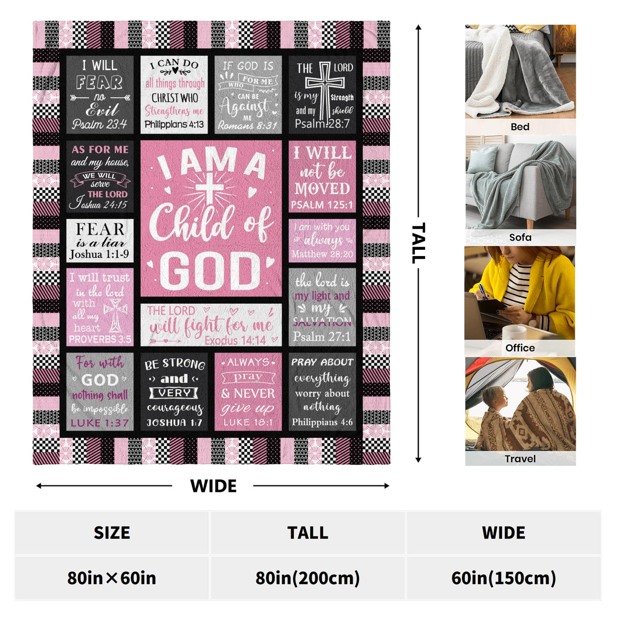 CUJUYO inspirational blanket draped on sofa for comfort and motivation.