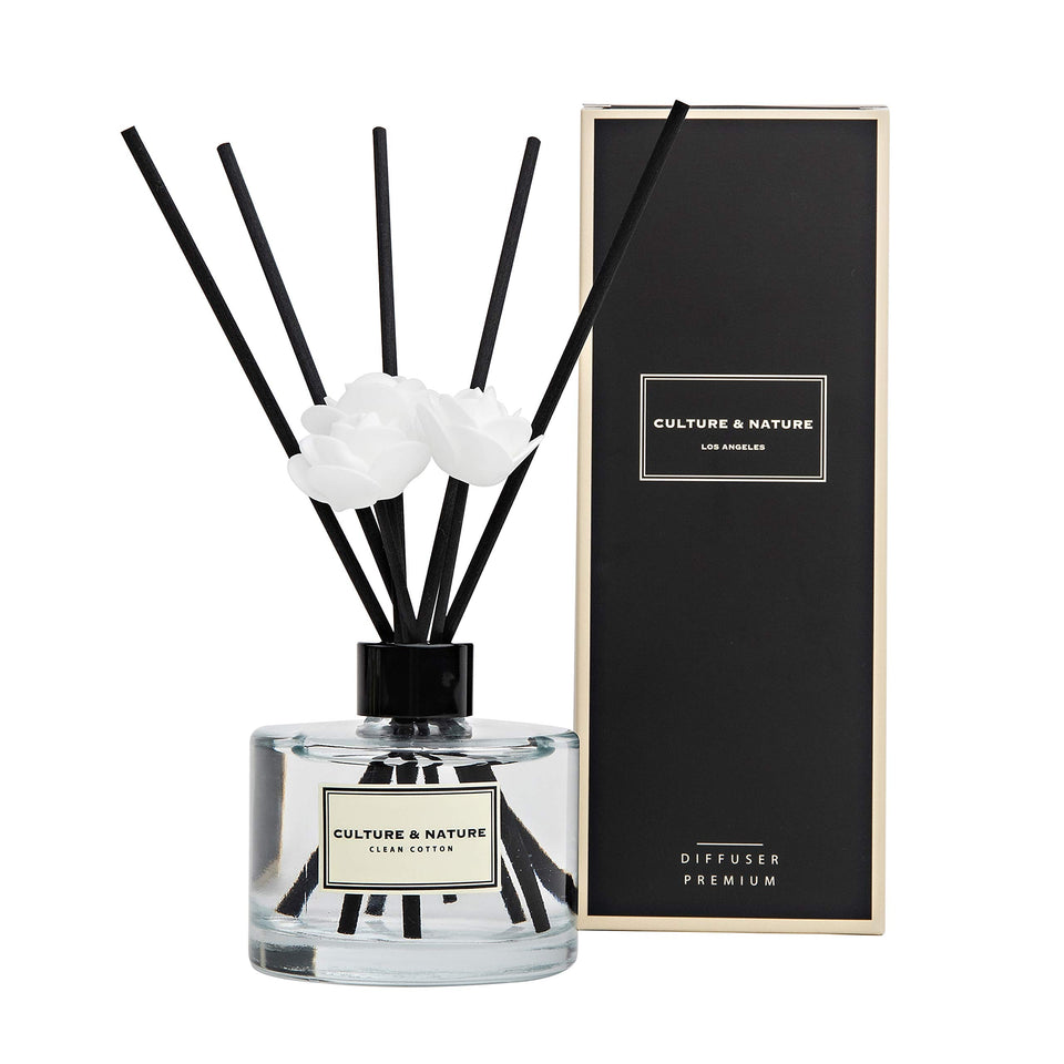 Culture & Nature reed diffuser bottle with 6.7 oz fragrance oil for long-lasting room scent