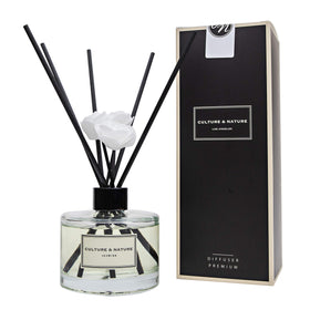 Culture & Nature Jasmine diffuser bottle showcases elegant design and long-lasting fragrance.