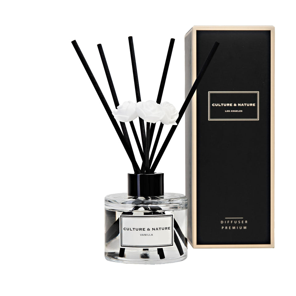 Culture & Nature vanilla diffuser bottle adds a smooth, inviting fragrance to any room