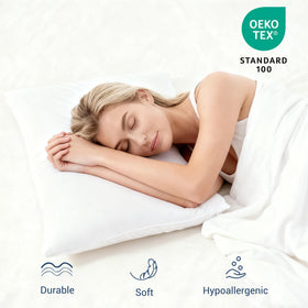 CULVE pillow in a cozy bedroom setup showing versatile comfort for all sleepers.