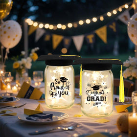 CUPLOOV glow mason jar with print congrats grad for festive table decor
